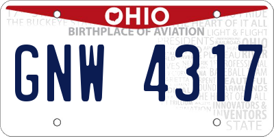 OH license plate GNW4317