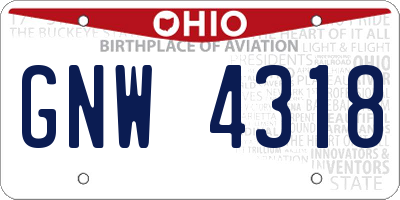OH license plate GNW4318