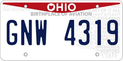 OH license plate GNW4319