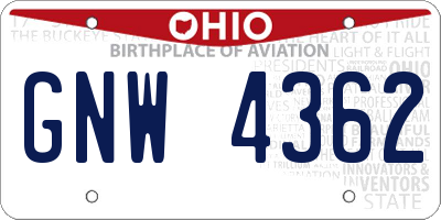 OH license plate GNW4362
