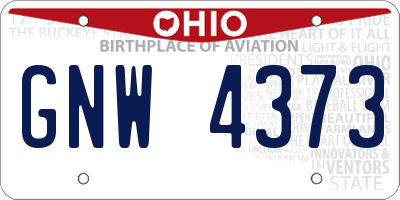 OH license plate GNW4373