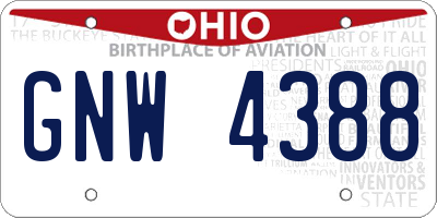 OH license plate GNW4388
