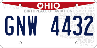 OH license plate GNW4432