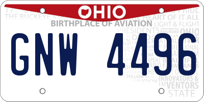 OH license plate GNW4496