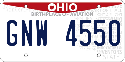 OH license plate GNW4550