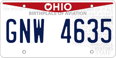 OH license plate GNW4635