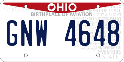 OH license plate GNW4648
