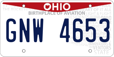 OH license plate GNW4653