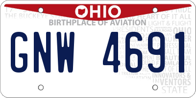 OH license plate GNW4691
