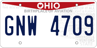 OH license plate GNW4709
