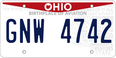 OH license plate GNW4742