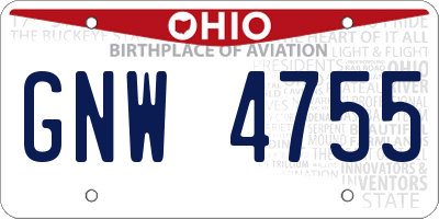 OH license plate GNW4755