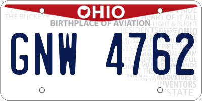OH license plate GNW4762