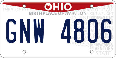OH license plate GNW4806