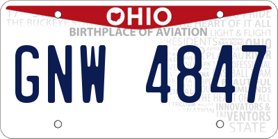 OH license plate GNW4847