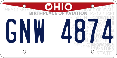 OH license plate GNW4874