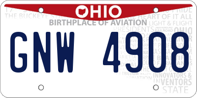 OH license plate GNW4908
