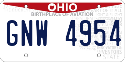 OH license plate GNW4954