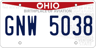 OH license plate GNW5038