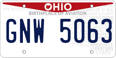 OH license plate GNW5063