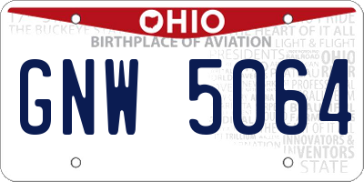 OH license plate GNW5064