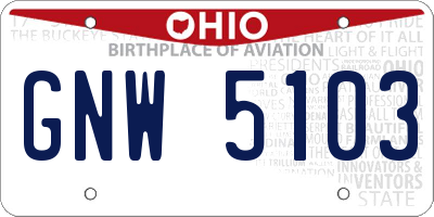 OH license plate GNW5103