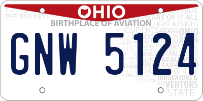 OH license plate GNW5124