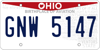OH license plate GNW5147