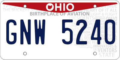 OH license plate GNW5240