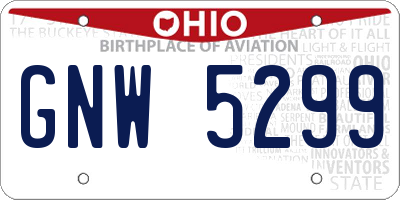 OH license plate GNW5299