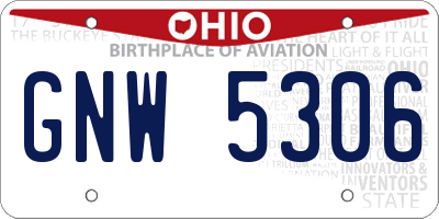 OH license plate GNW5306