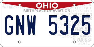 OH license plate GNW5325