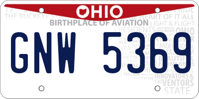 OH license plate GNW5369