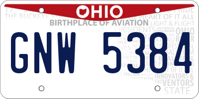 OH license plate GNW5384