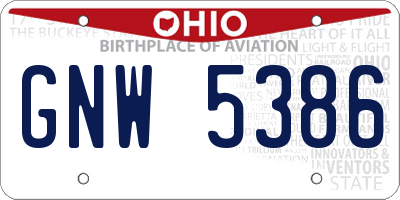 OH license plate GNW5386