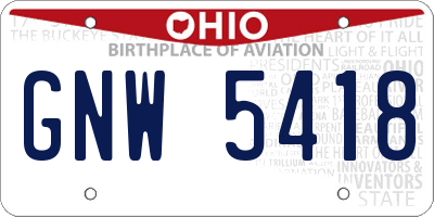 OH license plate GNW5418