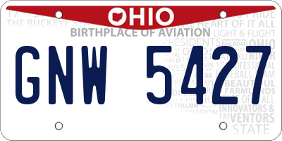 OH license plate GNW5427