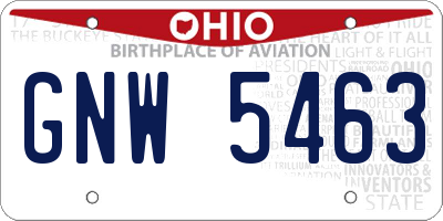 OH license plate GNW5463