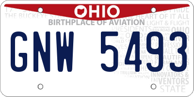 OH license plate GNW5493