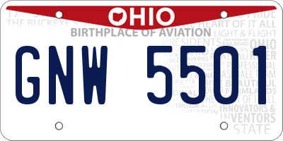 OH license plate GNW5501
