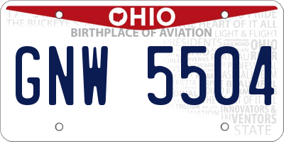 OH license plate GNW5504