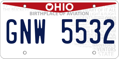 OH license plate GNW5532