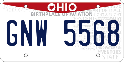 OH license plate GNW5568