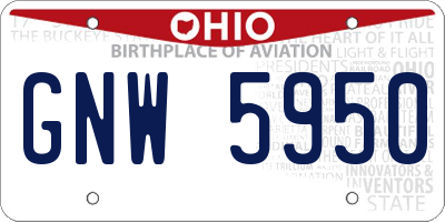 OH license plate GNW5950