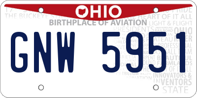 OH license plate GNW5951