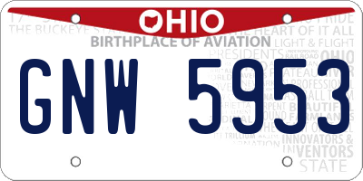 OH license plate GNW5953