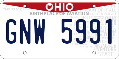 OH license plate GNW5991