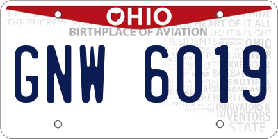 OH license plate GNW6019
