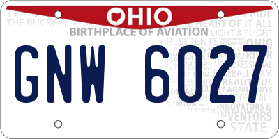 OH license plate GNW6027
