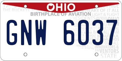 OH license plate GNW6037